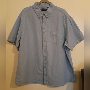 Round Tree& Yorke Men's Light Blue Button Down Shirt Linen Blend Sz XL